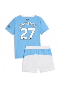 Manchester City Matheus Nunes #27 Jalkapallovaatteet Lasten Kotipeliasu 2025-26 Lyhythihainen (+ Lyhyet housut)
